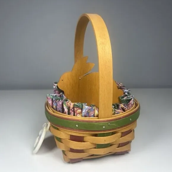 1999 Longaberger Easter Basket w/Handle Egg Liner Protector & Bunny Insert Small - Picture 3 of 9